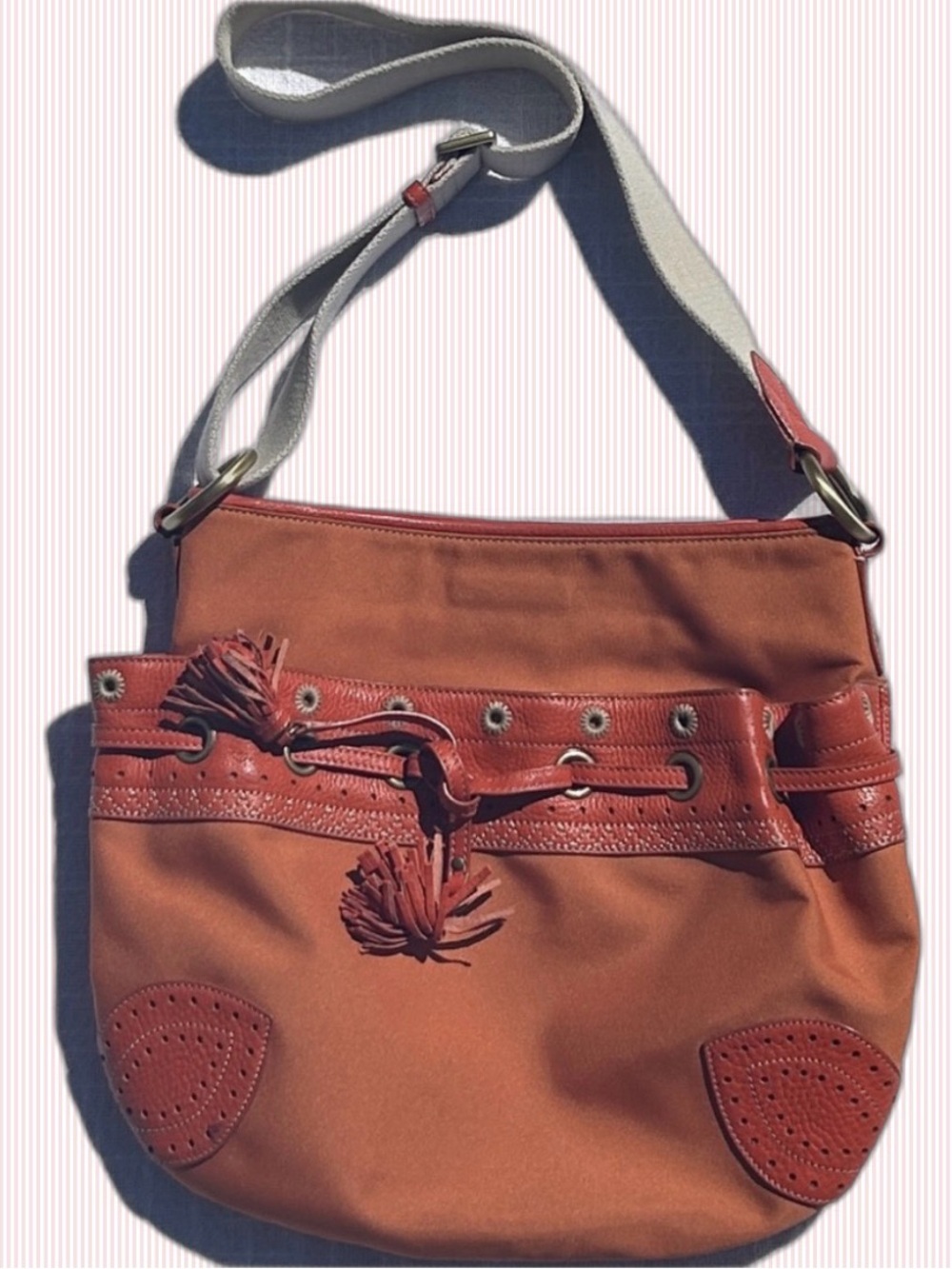 ColeHaan Orange Canvas and Leather Women's Bag